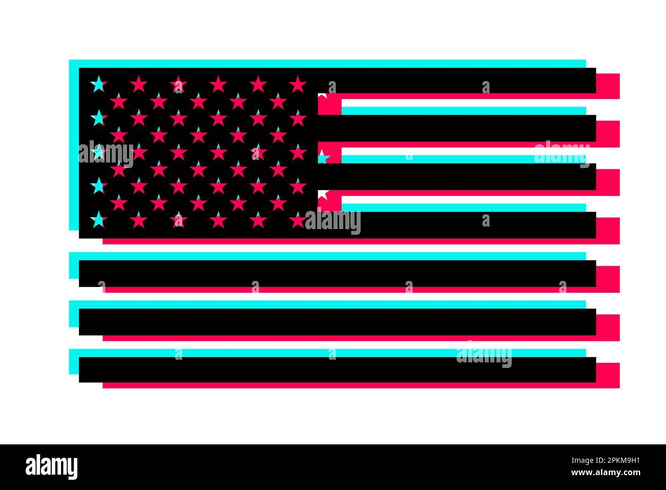 April 4, 2023 Flag of United states of America in colors of Tiktok