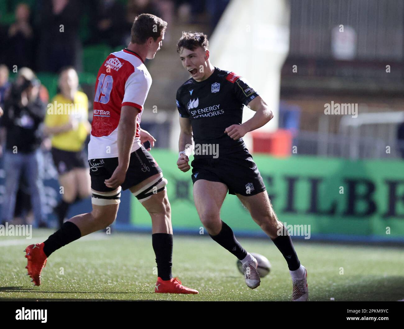 Glasgow Warriors' Jamie Dobie celebrates scoring their side's second