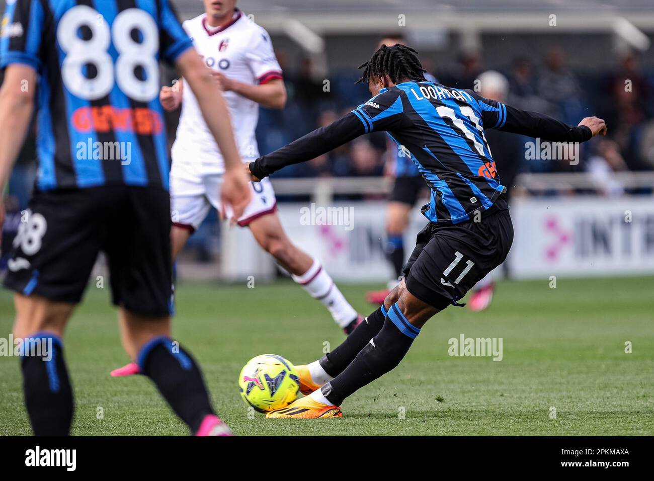 Bergano, Italy, 8 April, 2023. Ademola Lookman (11 Atalanta) in action during Serie A match