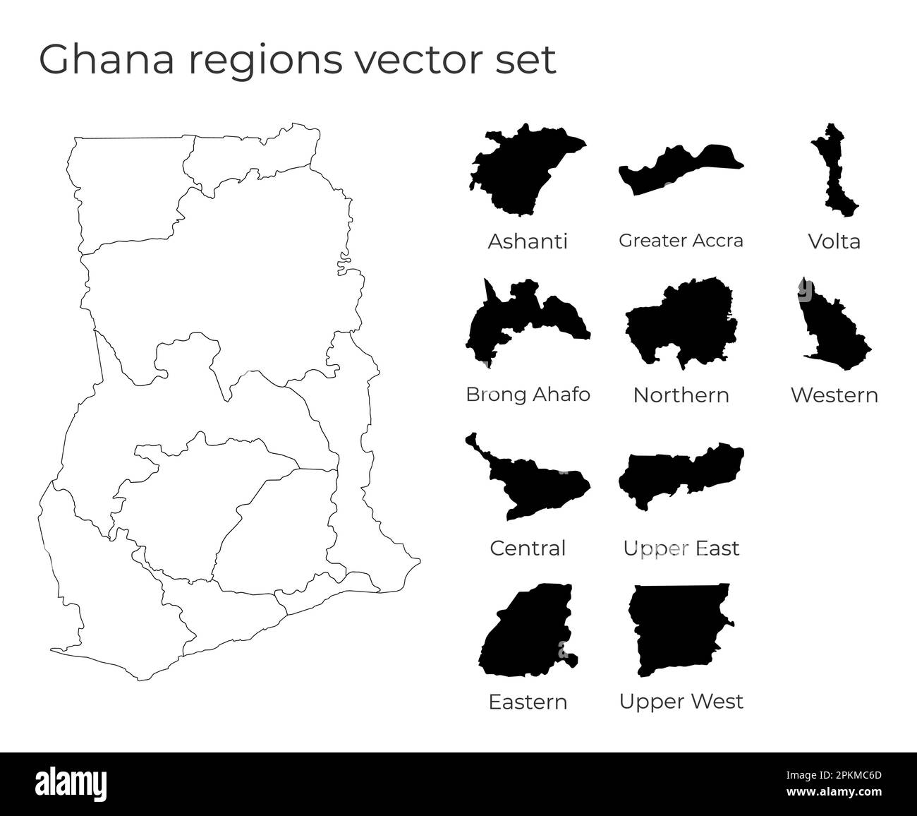 Ghana Map With Shapes Of Regions Blank Vector Map Of The Country With Ghana Map With Shapes Of Regions Blank Vector Map Of The Country With