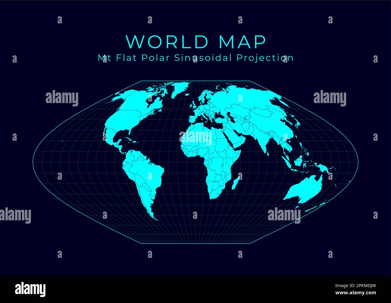 Map of The World. McBrydeThomas flatpolar sinusoidal equalarea