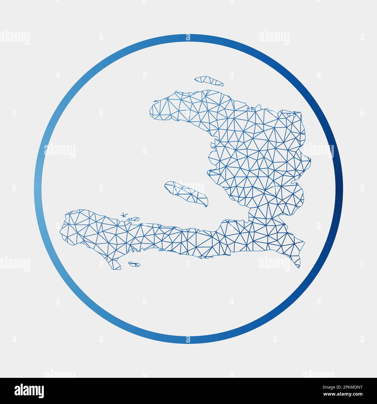 Haiti icon. Network map of the country. Round Haiti sign with gradient ring. Technology, internet, network, telecommunication concept. Stock Vector