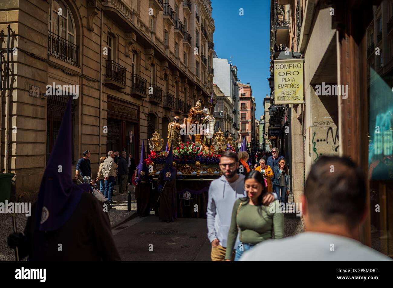 Holy Thursday 'Semana Santa' Parade in the streets of Zaragoza, Spain Stock Photo