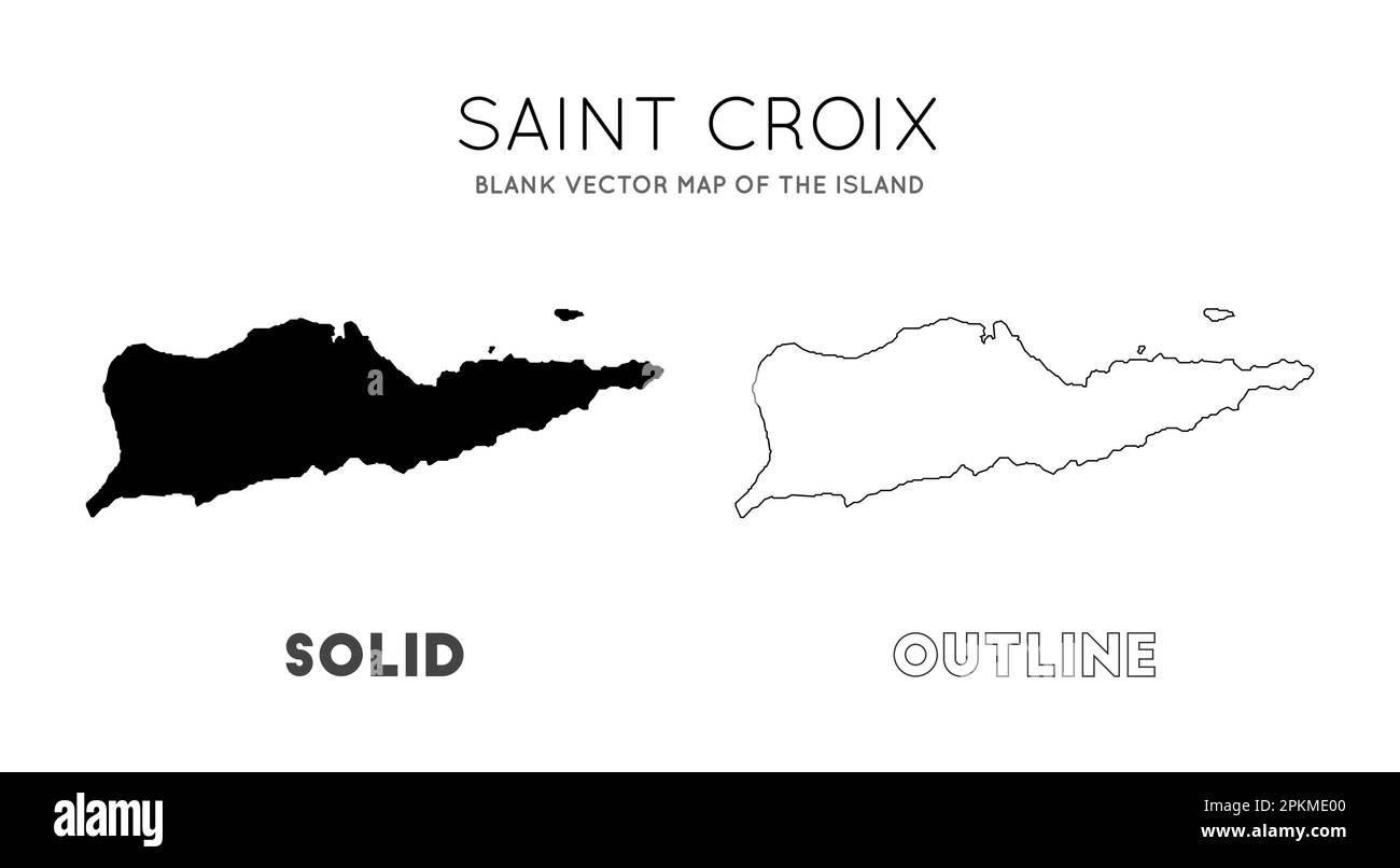 Saint Croix map. Blank vector map of the Island. Borders of Saint Croix