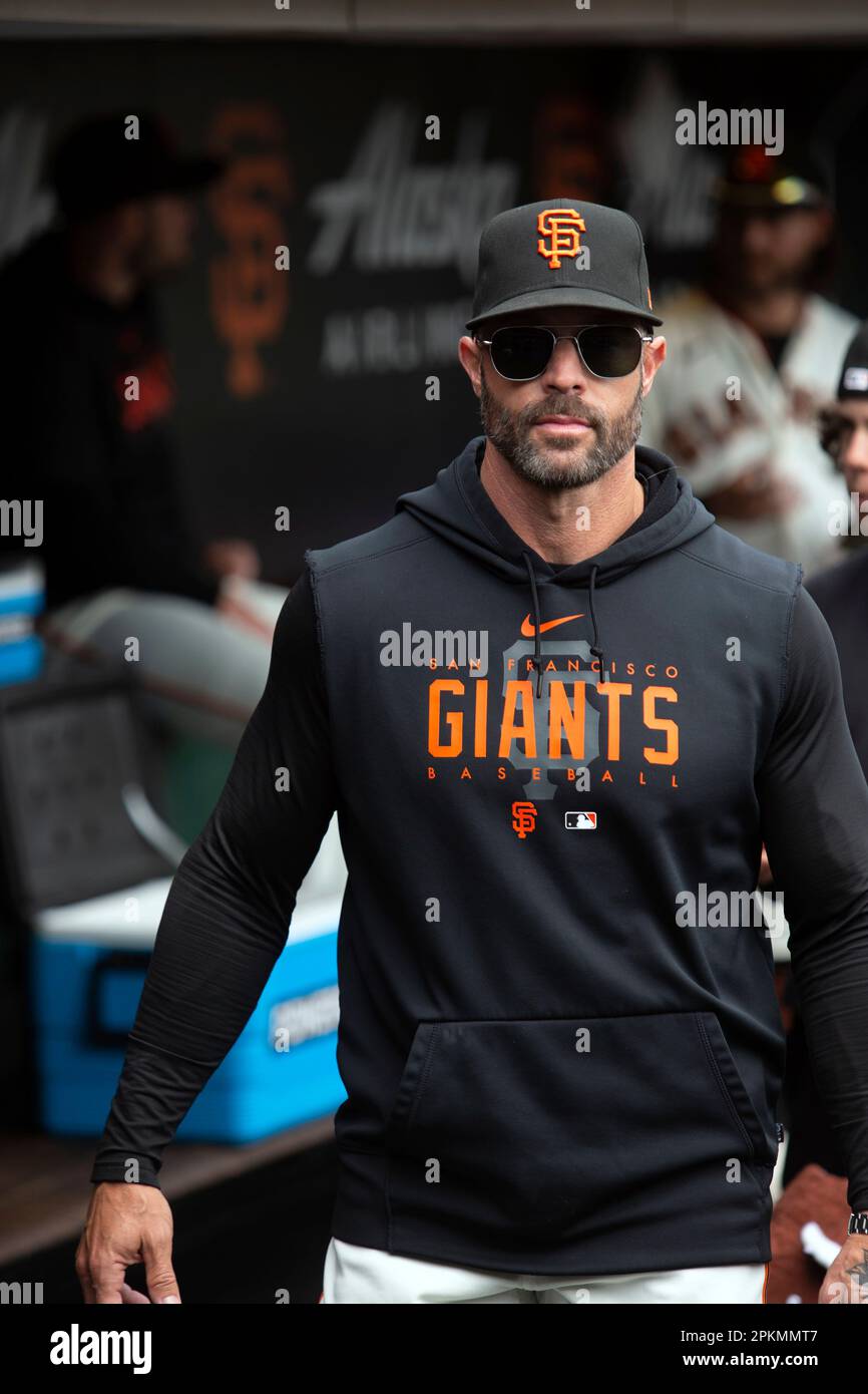 San Francisco Giants manager Gabe Kapler awaits a baseball game against