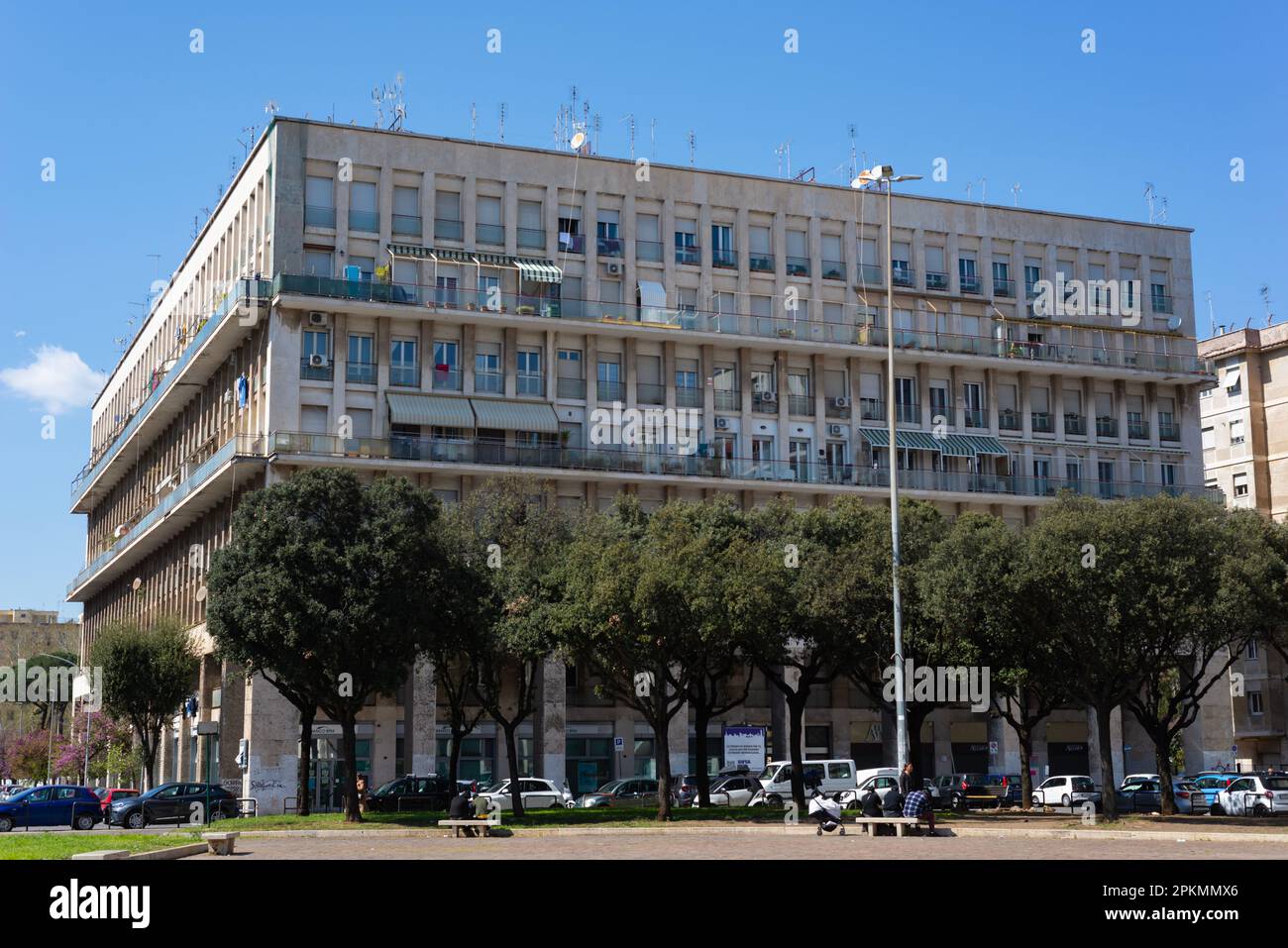 Fascist, razionalist architecture building in Piazza San Giovanni Bosco, Rome - Italy Stock Photo