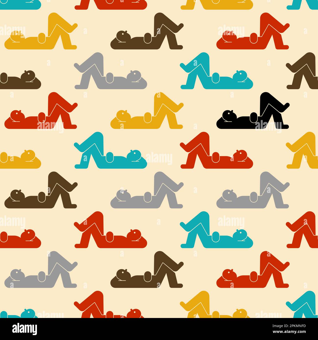 Man rest pattern seamless. Guy lies relax background. Vector texture Stock Vector