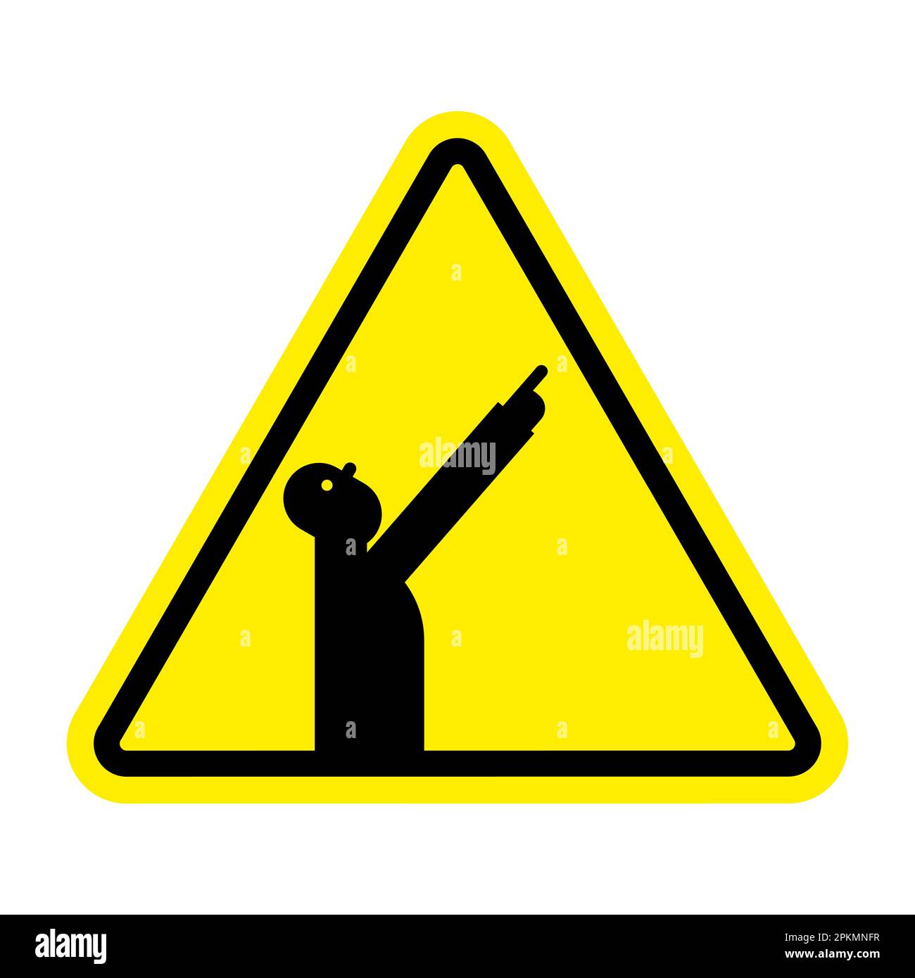 Attention points up. Yellow road triangular Caution sign. What will be