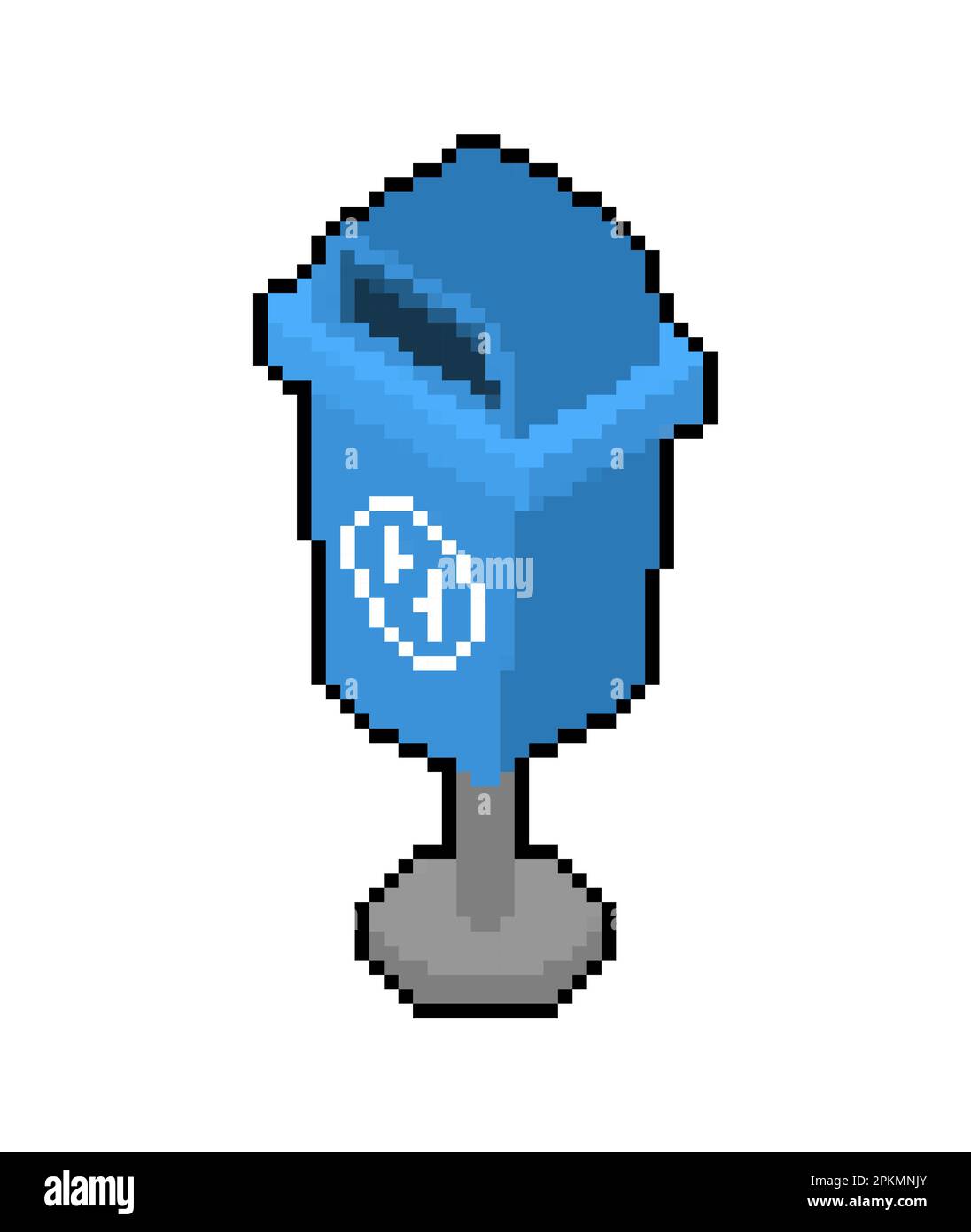 Garbage container pixel art. 8 bit trash can pixelated Stock Vector