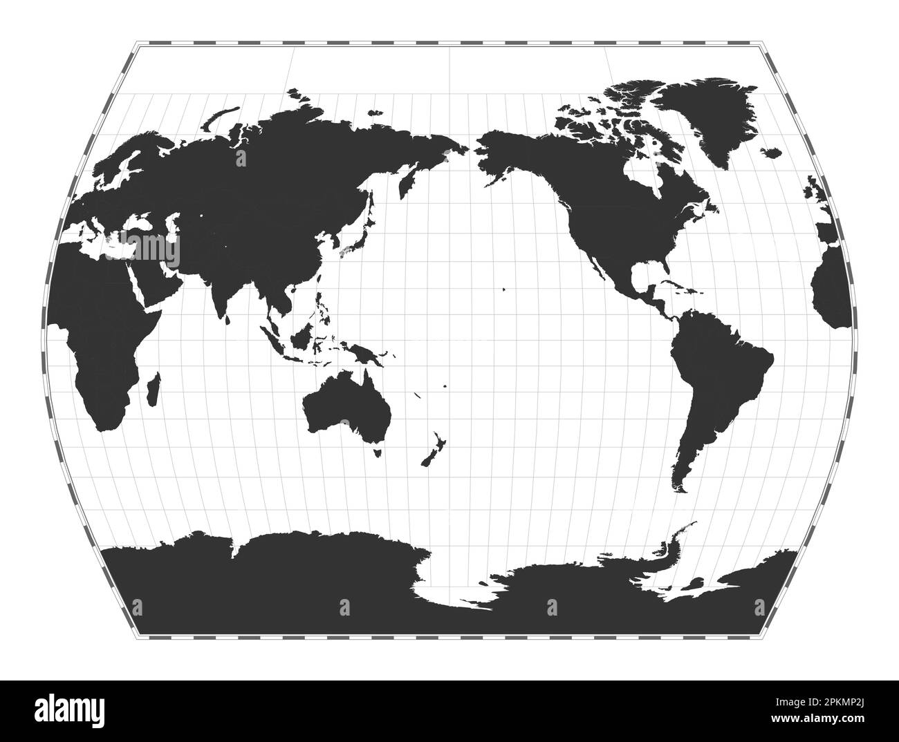 Vector world map John Muir 39 s Times - Vector World Map John Muirs Times Projection Plain World Geographical Map With Latitude And Longitude Lines Centered To 180deg Longitude Vector I 2PKMP2J 