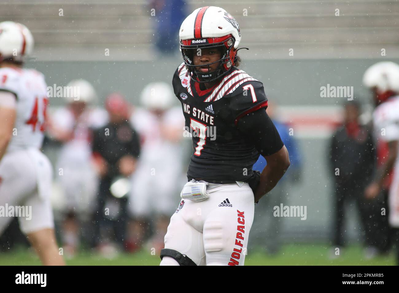 RALEIGH, NC APRIL 08 NC State quarterback MJ Morris (7) dries his