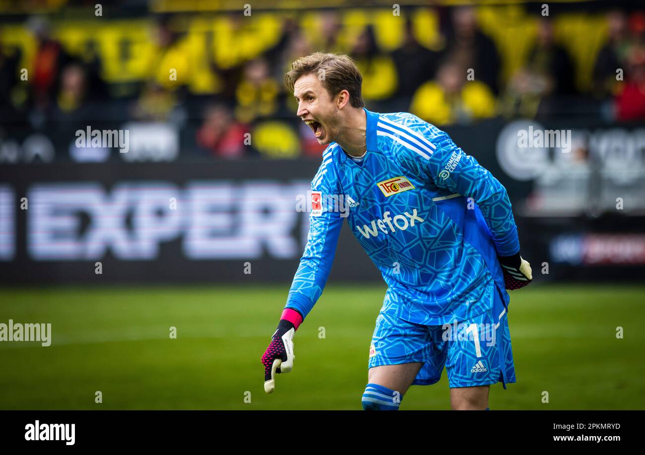 Dortmund, Germany. 8th Apr, 2023.  Union's goalkeeper Frederik Rönnow Borussia Dortmund - Union Berlin 08.04.2023  Copyright (nur für journalistische Stock Photo