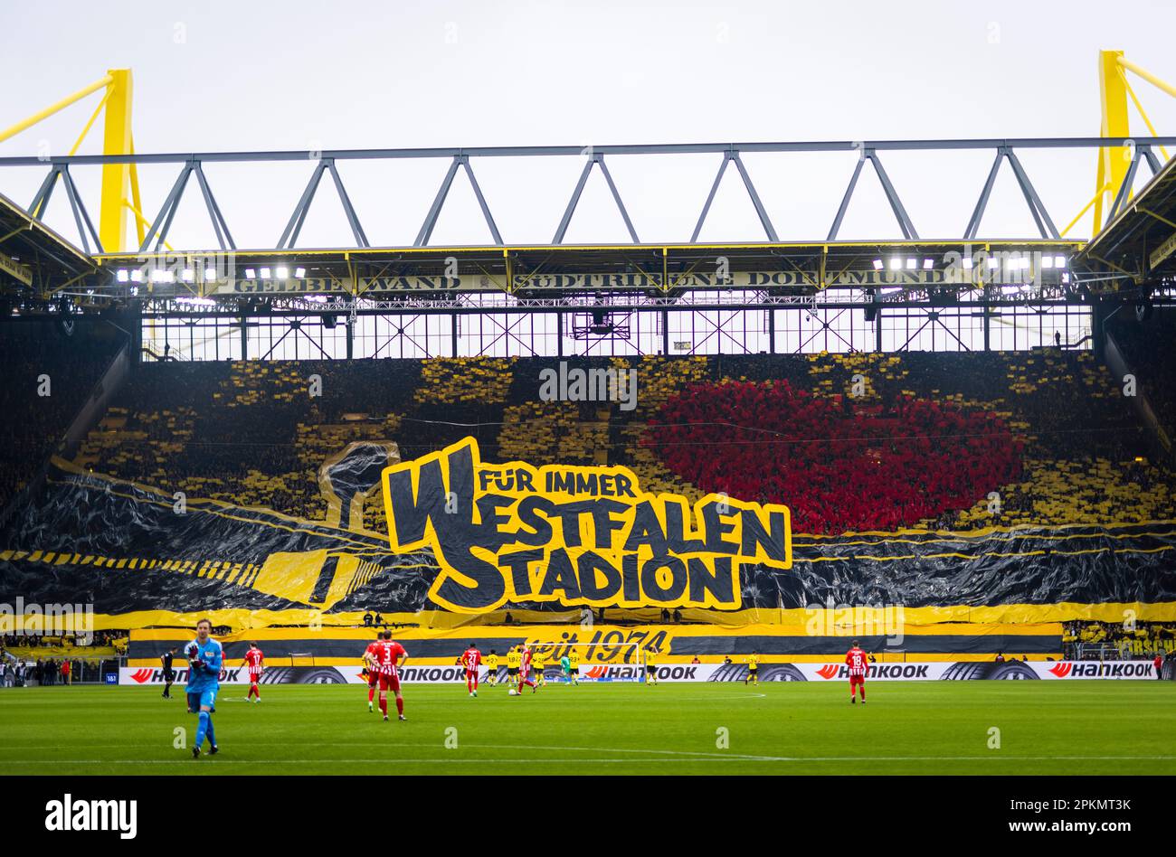 Dortmund, Germany. 8th Apr, 2023.  Westfalen Stadion Choreo Borussia Dortmund - Union Berlin 08.04.2023  Copyright (nur für journalistische Zwecke) by Stock Photo