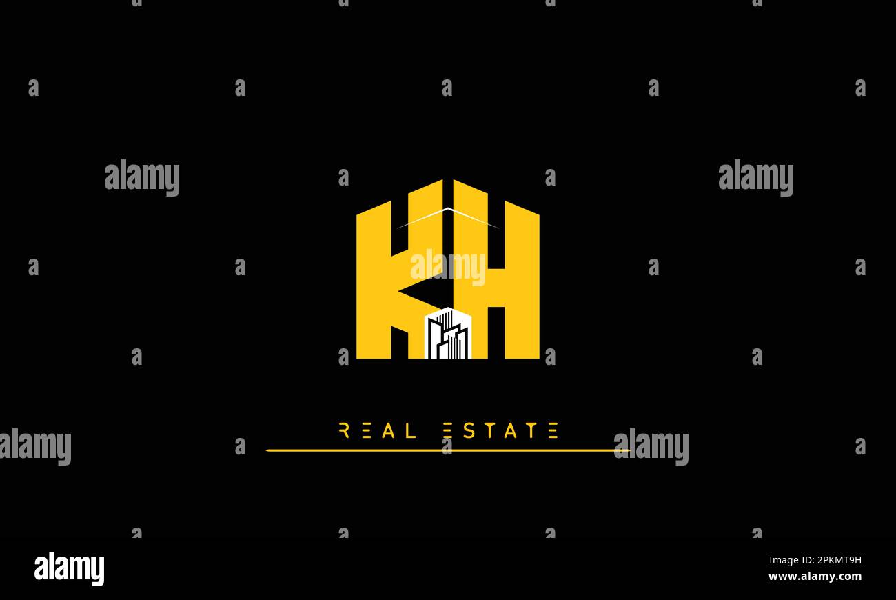 Real Estate letters Initials Monogram logo KH , HK Stock Vector