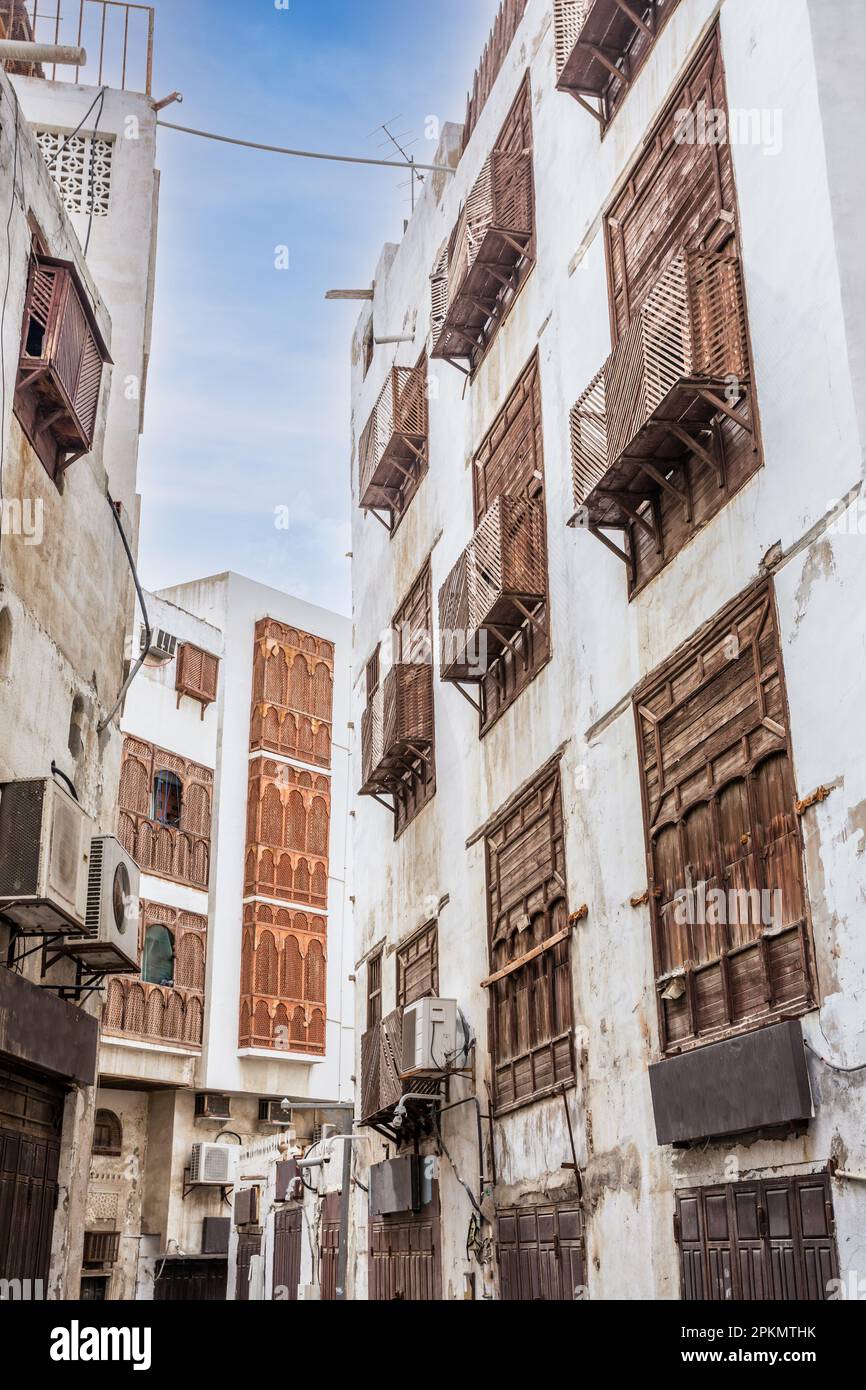 Al-Balad old town with traditional muslim houses, Jeddah, Saudi Arabia Stock Photo