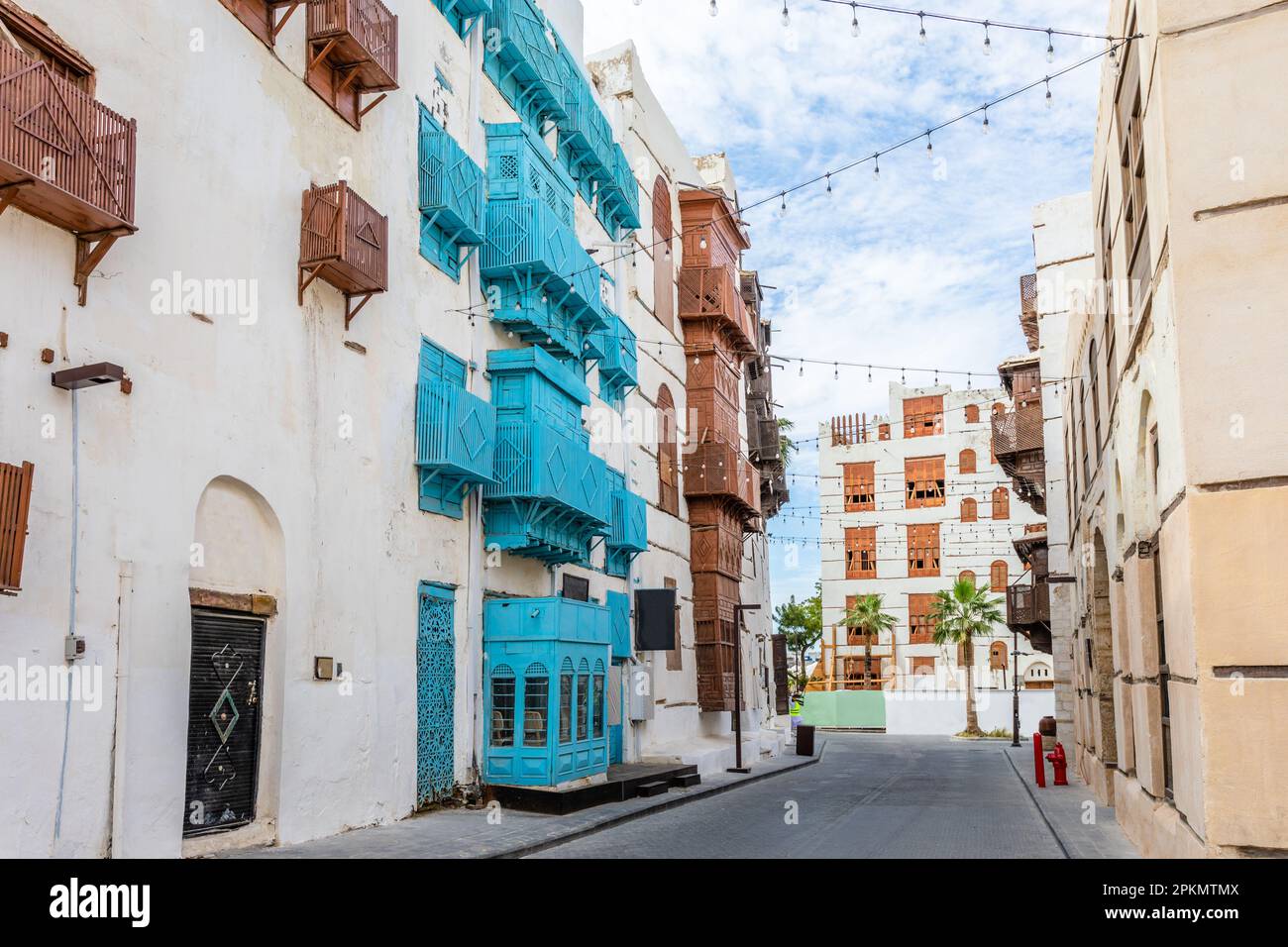Al-Balad old town with traditional muslim houses with wooden windows and balconies, Jeddah, Saudi Arabia8 Stock Photo