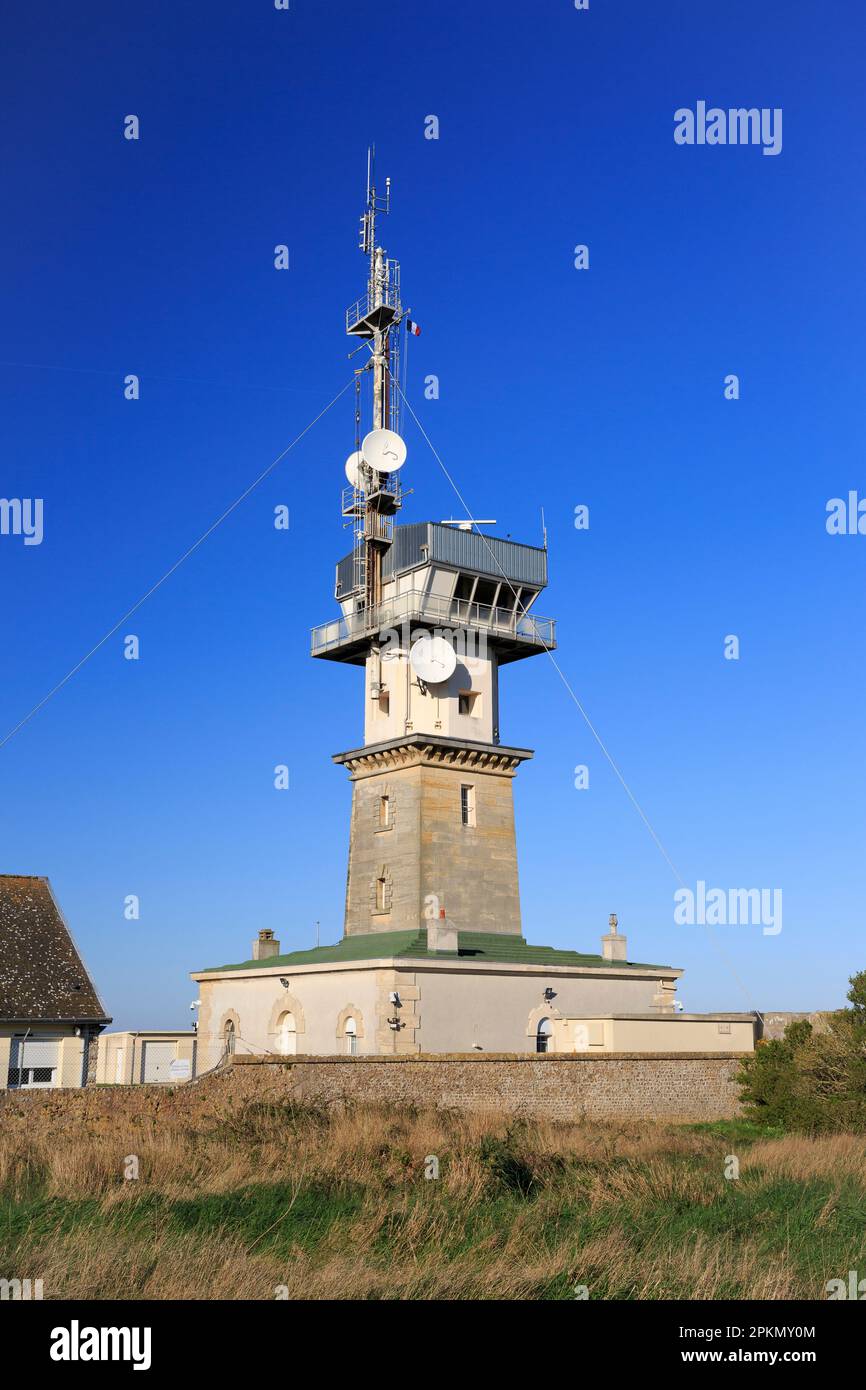The semaphore at Cape Fagnet in Fecamp (Seine-Maritime), Normandy, France Stock Photo