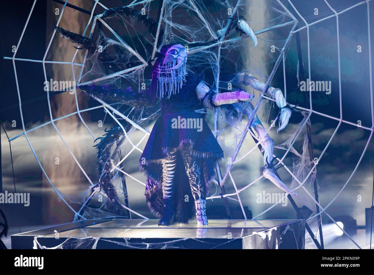 Cologne, Germany. 08th Apr, 2023. The character "The Diamantula" is on  stage in the ProSieben show "The Masked Singer". Credit: Thomas  Banneyer/dpa/Alamy Live News Stock Photo - Alamy