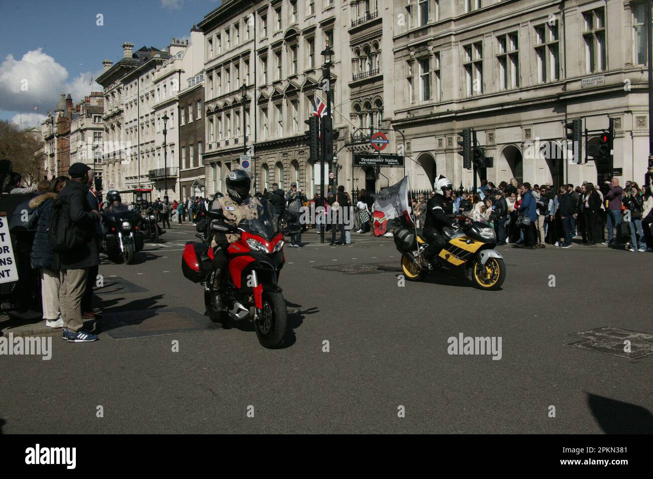 Rolling Thunder Ride of respect for Queen Elizabeth and founder of Rolling Thunder Gavin Harry Wragg. Stock Photo