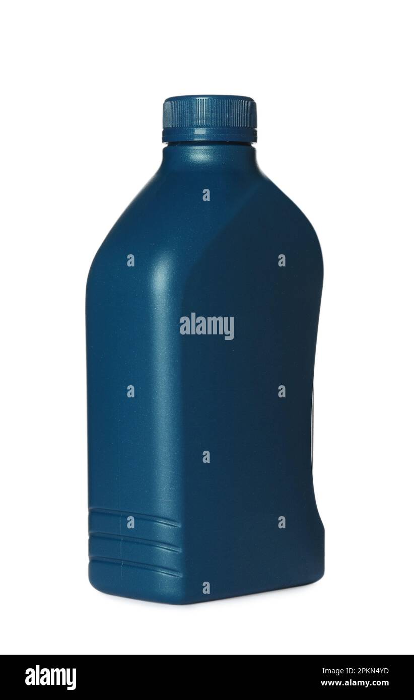 Motor oil in blue container isolated on white Stock Photo Alamy
