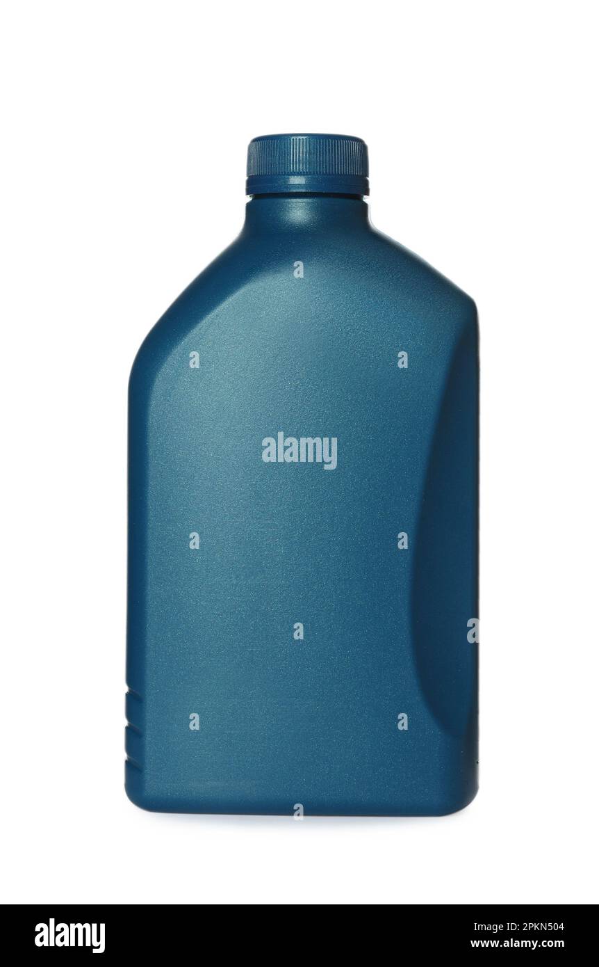 Motor oil in blue container isolated on white Stock Photo Alamy