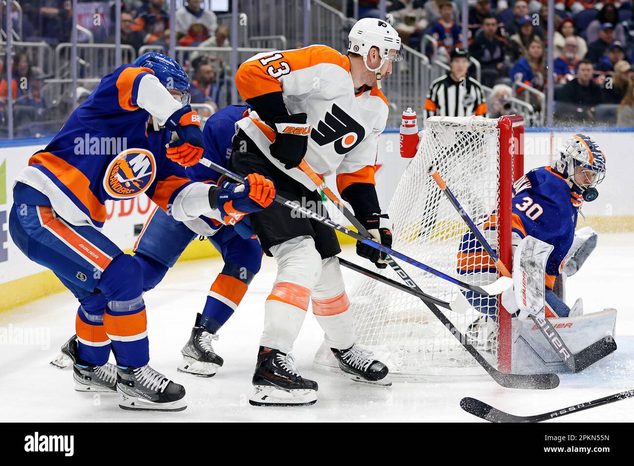 New York Islanders goaltender Ilya Sorokin makes a save on a shot by ...
