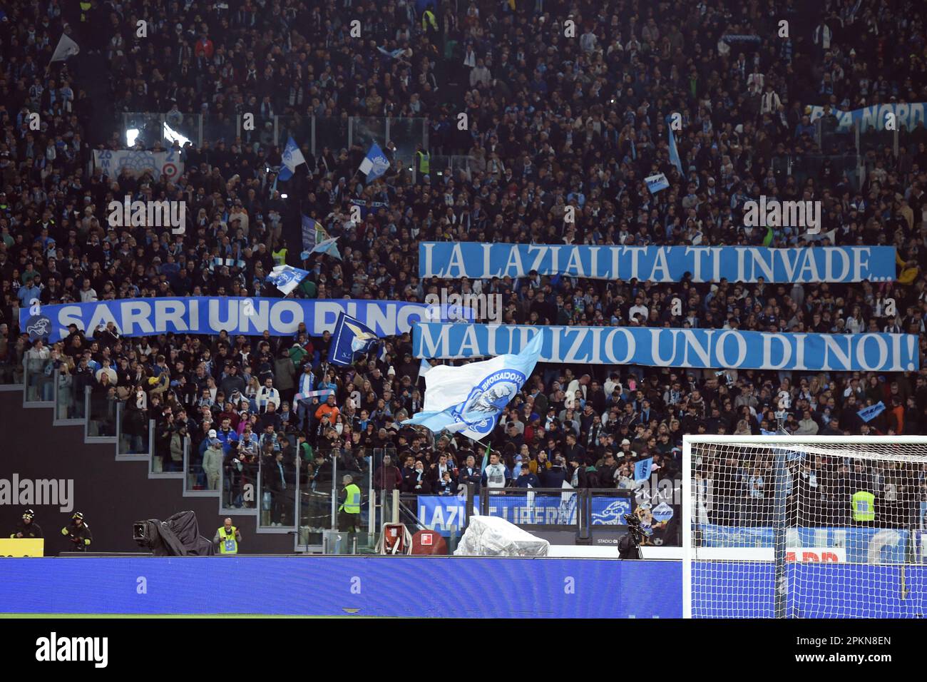 Rome, Lazio. 08th Apr, 2023. Lazio fans during football Serie A match Lazio v Juventus, Rome, Italy, April 08th, 2023 Credit: massimo insabato/Alamy Live News Stock Photo