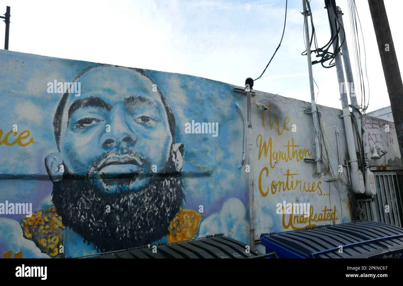 Los Angeles, California, USA 7th April 2023 Rapper Nipsey Hussle Street Art Mural on April 7