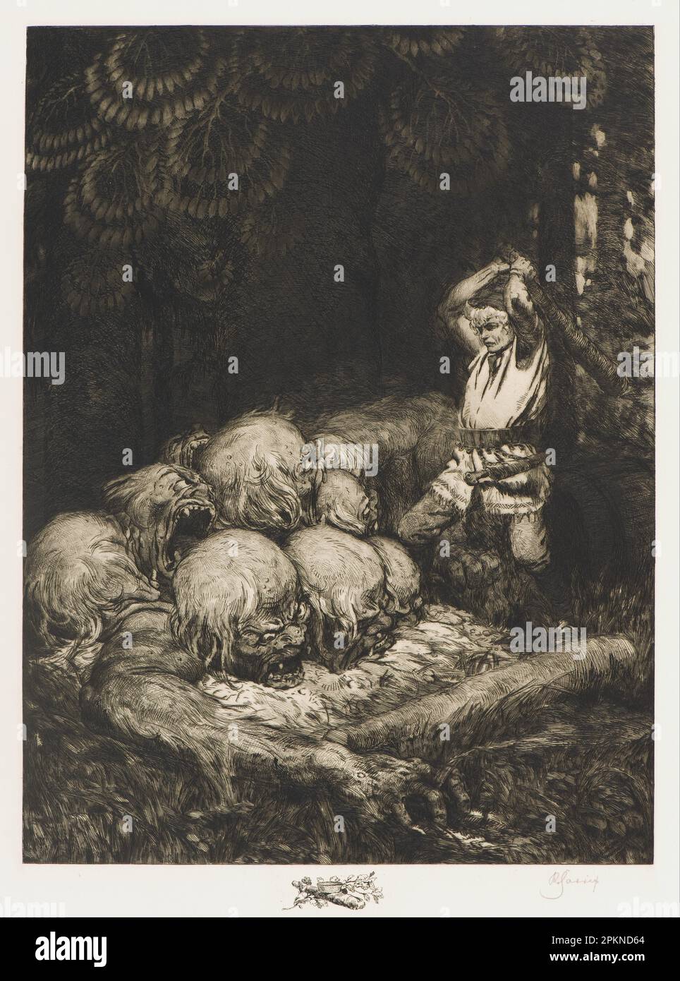 Kurbads the Hero and nine headed devil (1908 - 1911) by Rihards Zarins Stock Photo