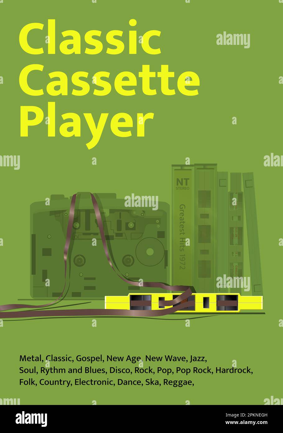 classic cassette tape player poster vintage layout Stock Photo Alamy
