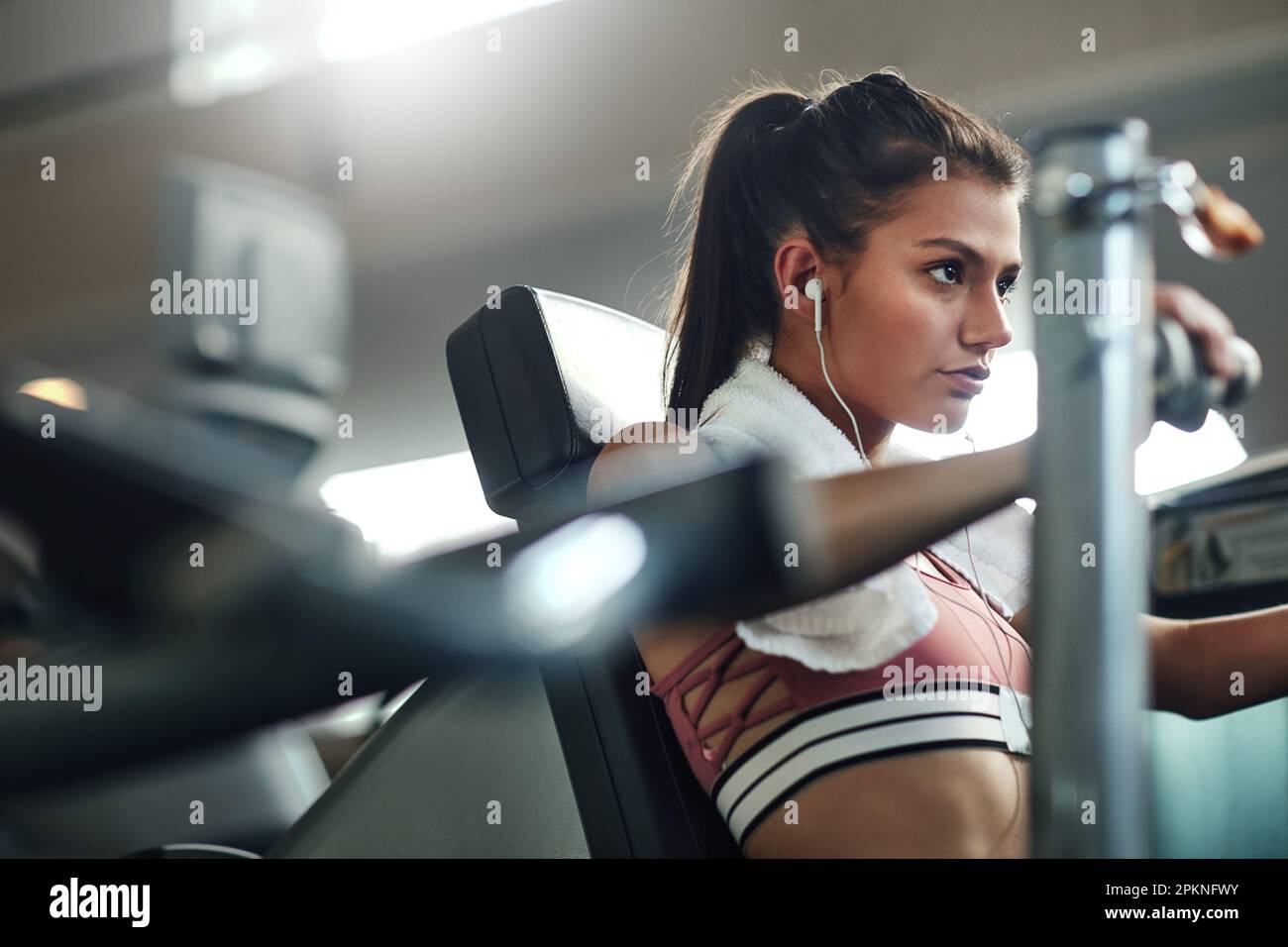 One woman chest press exercise hi-res stock photography and images - Alamy