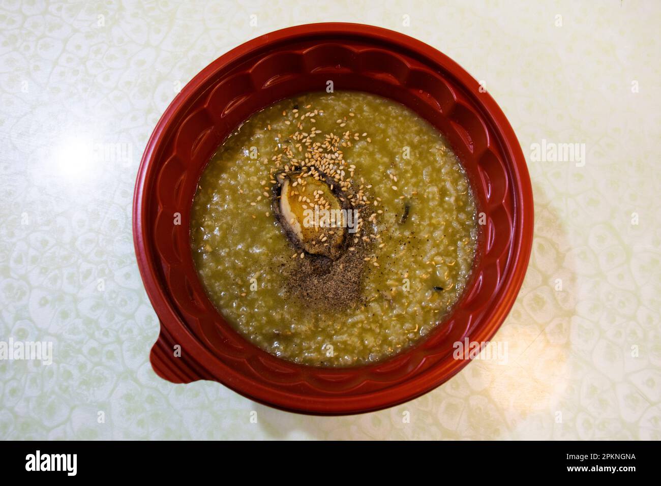 Local traditional korean gourmet food rice porridge abalone shell for
