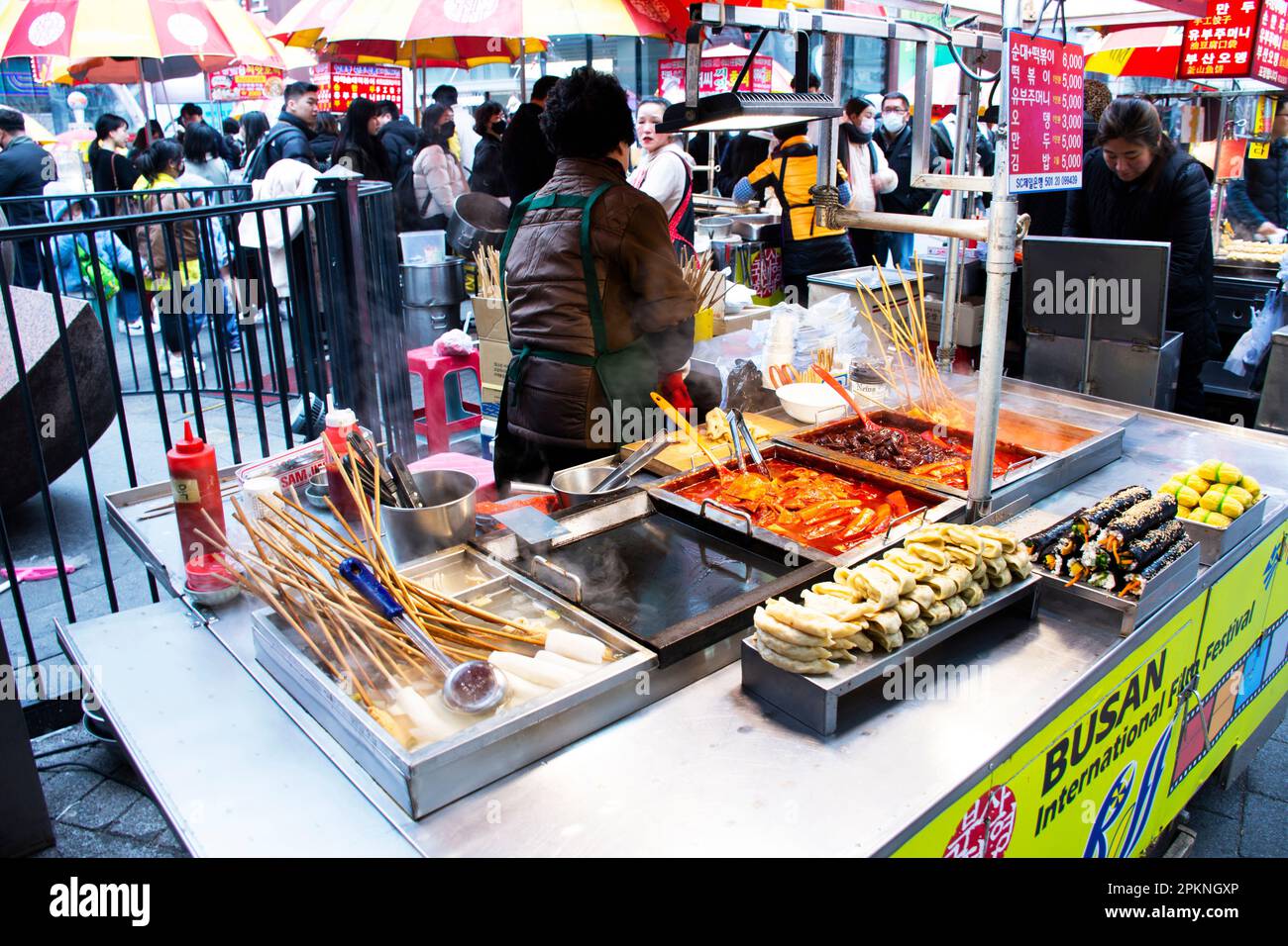 Local hawker stall traditional korean gourmet on street food bazaar ...