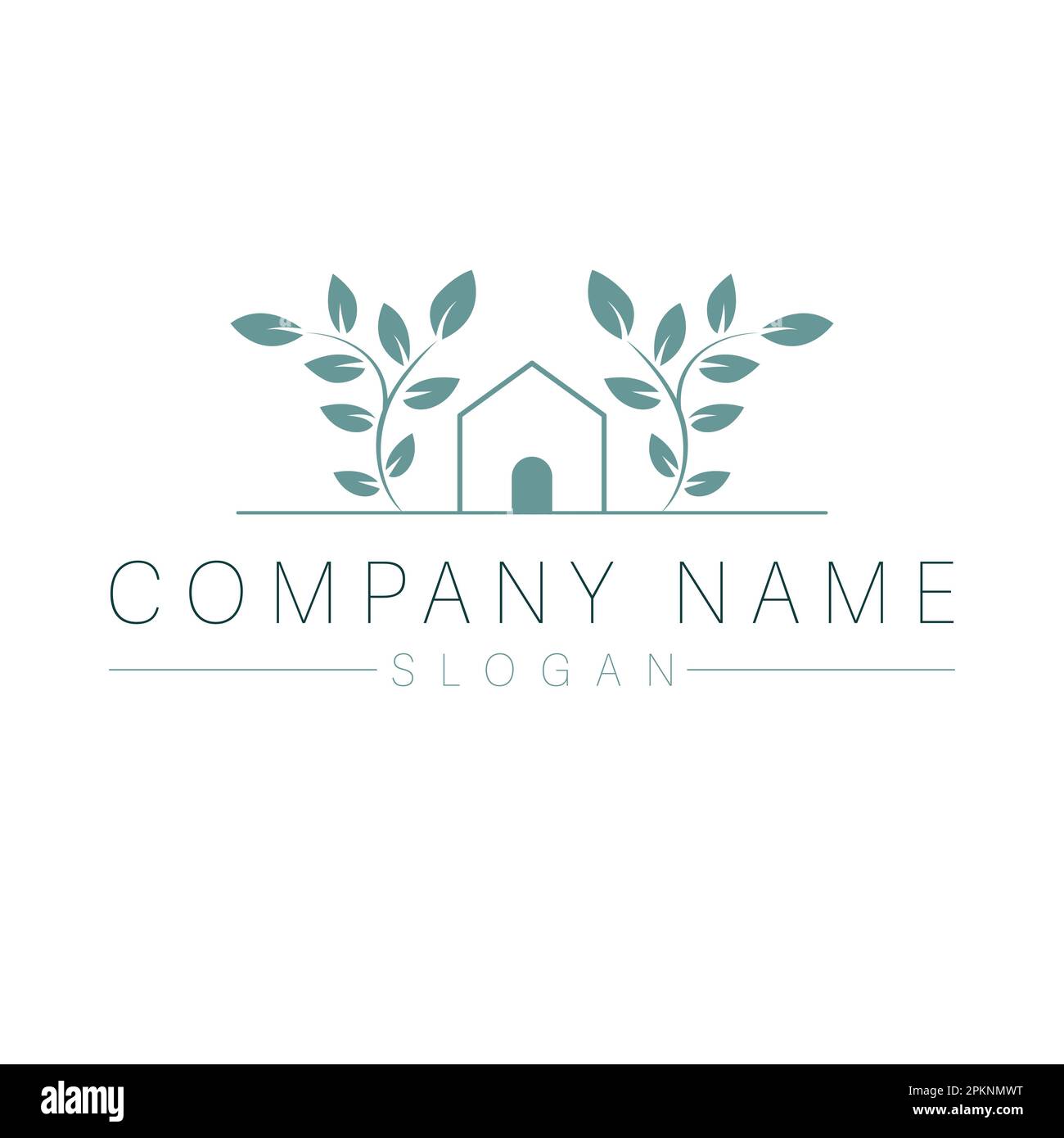 Farm house vector logo design. House and leaves abstract logo template