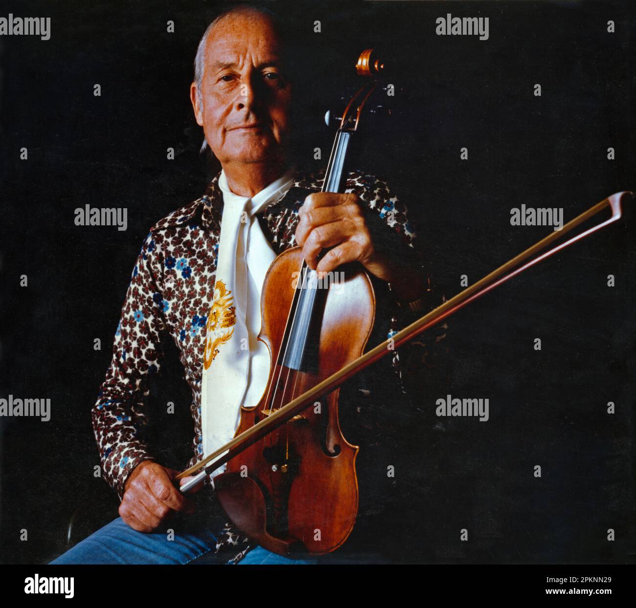 Jazz violinist, Stefan Grapelli photographed for the cover of his 1977