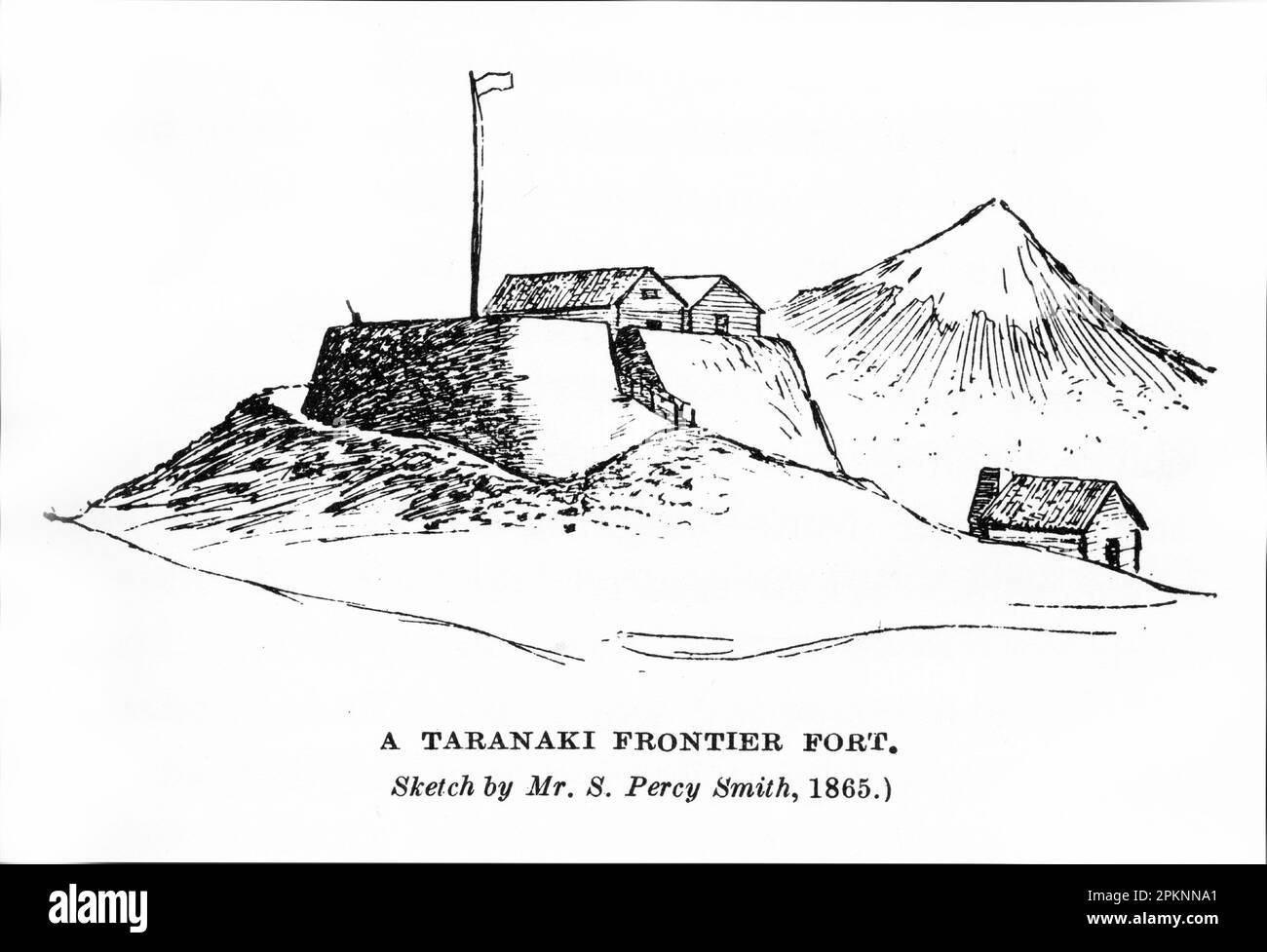 Sketch of a frontier Taranaki fort, used during the Maori Land Wars of