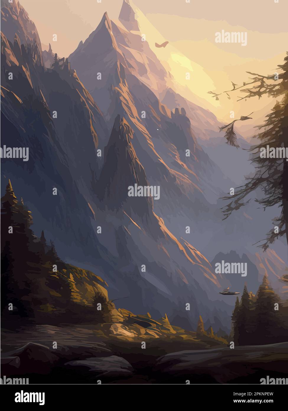 Foggy alps Stock Vector Images - Alamy
