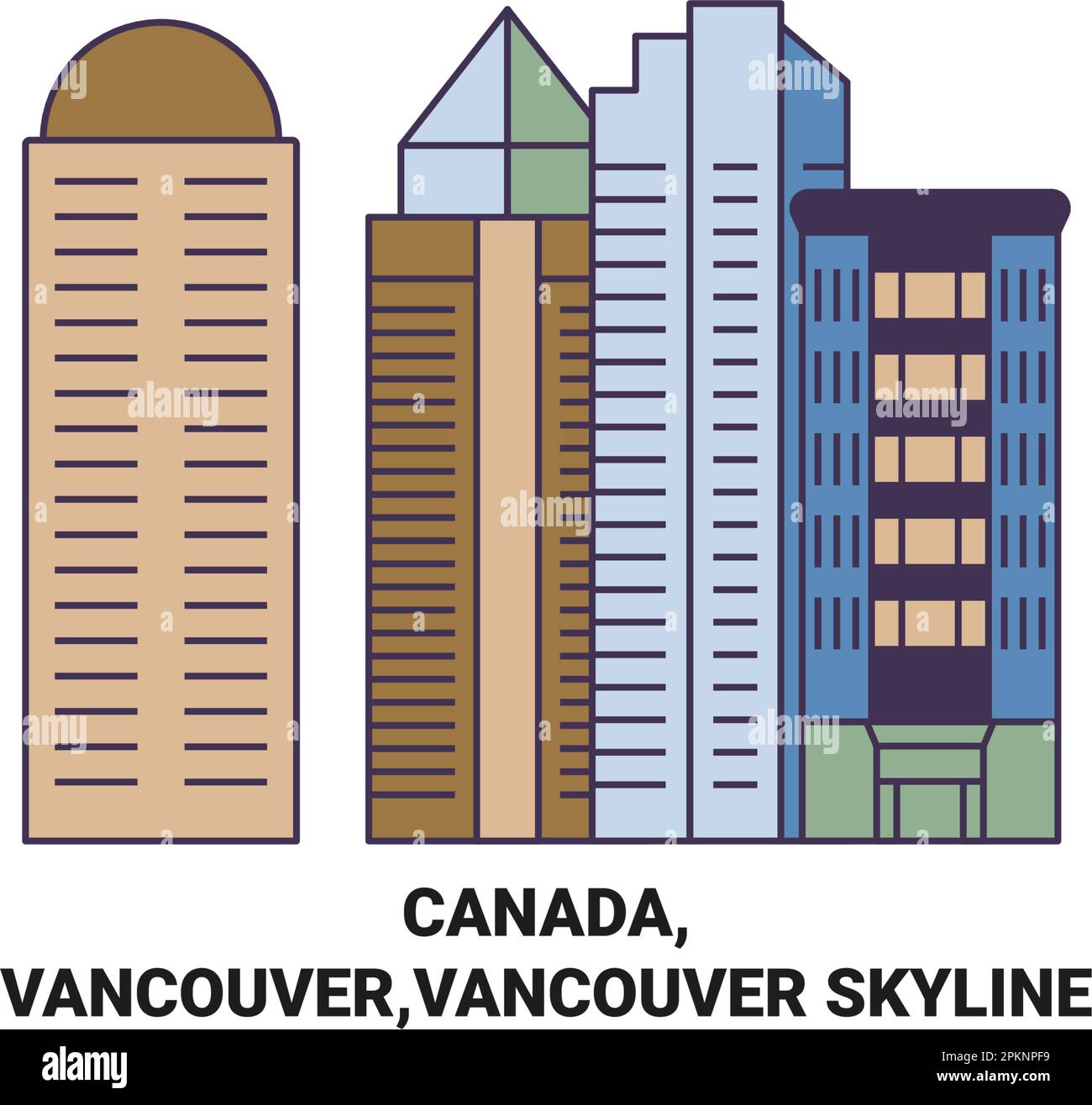 Vancouver Vector Canada, Vancouver,Vancouver Skyline travel landmark vector illustration ...