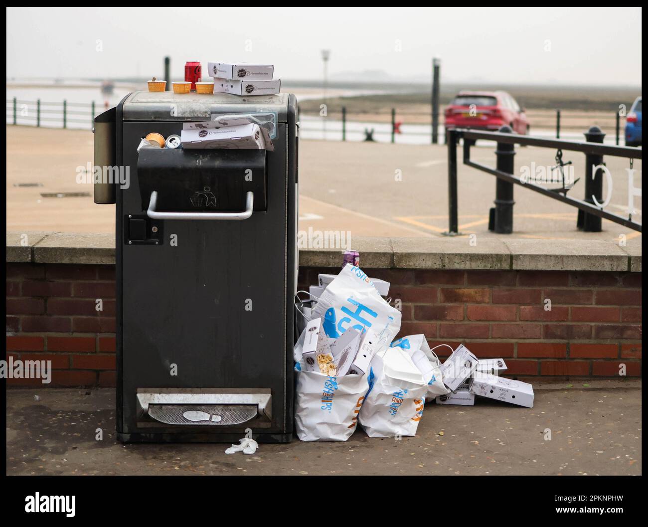 WellsnexttheSea, United Kingdom. 9th Apr 2023. Fish and chips litter