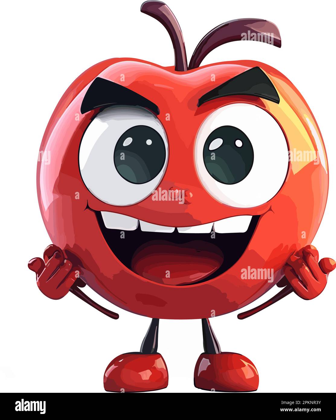cute chibi apple smiley character. vector art. fruit character. cartoon