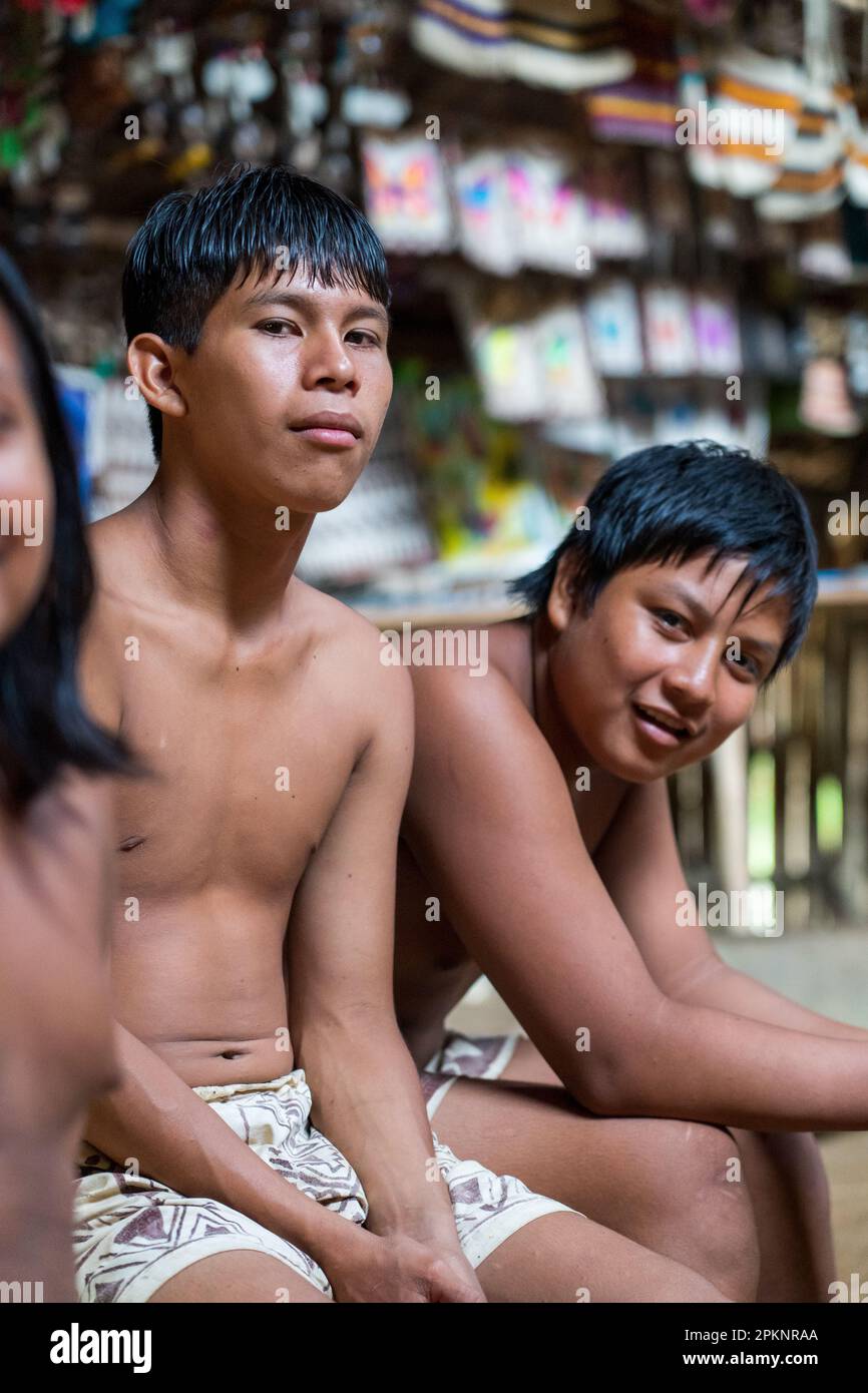 The Bora are an Indigenous Tribe of the Peeruvian Amazon Stock Photo