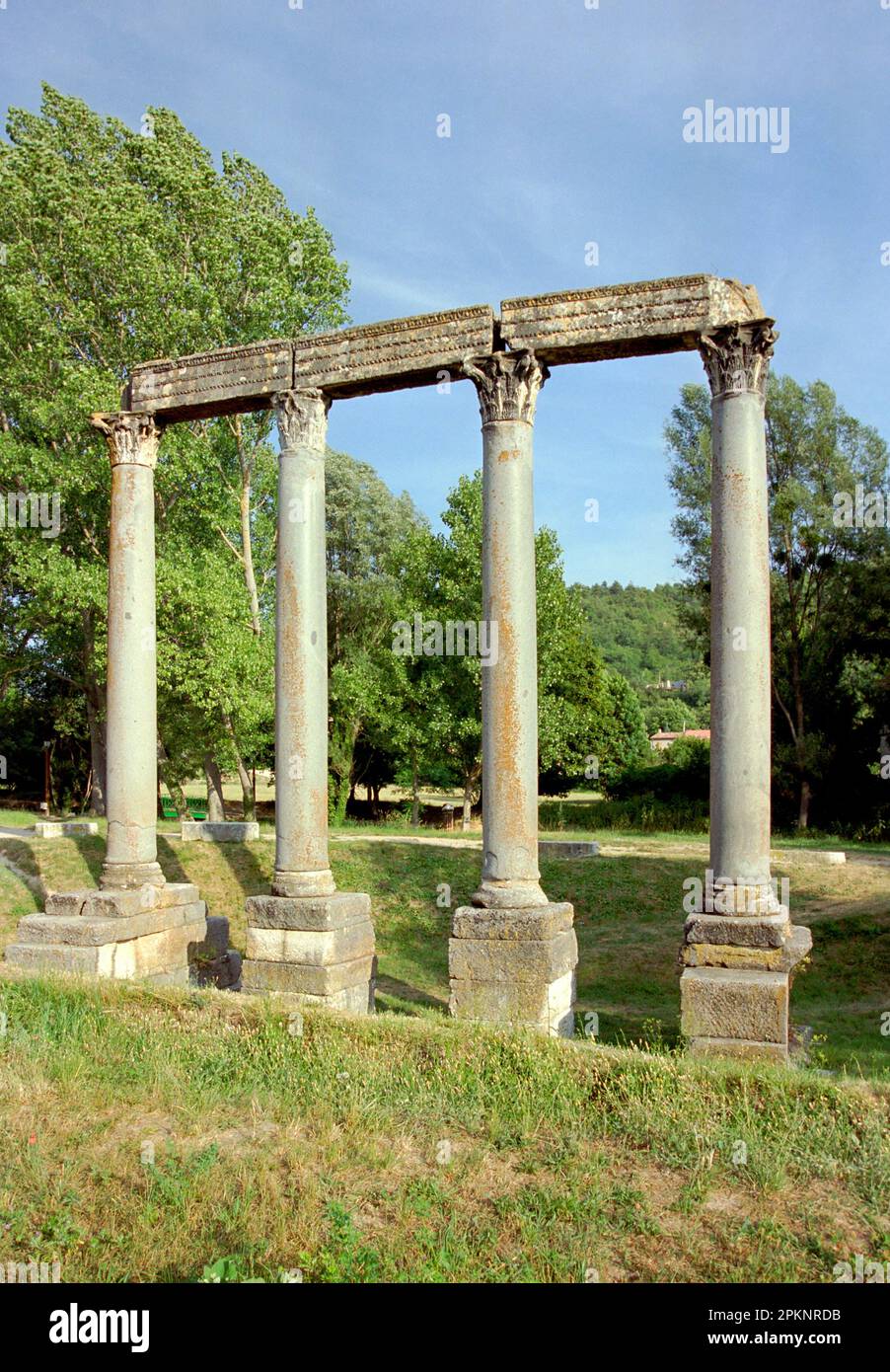 Roman columns of Riez in Provence. Stock Photo