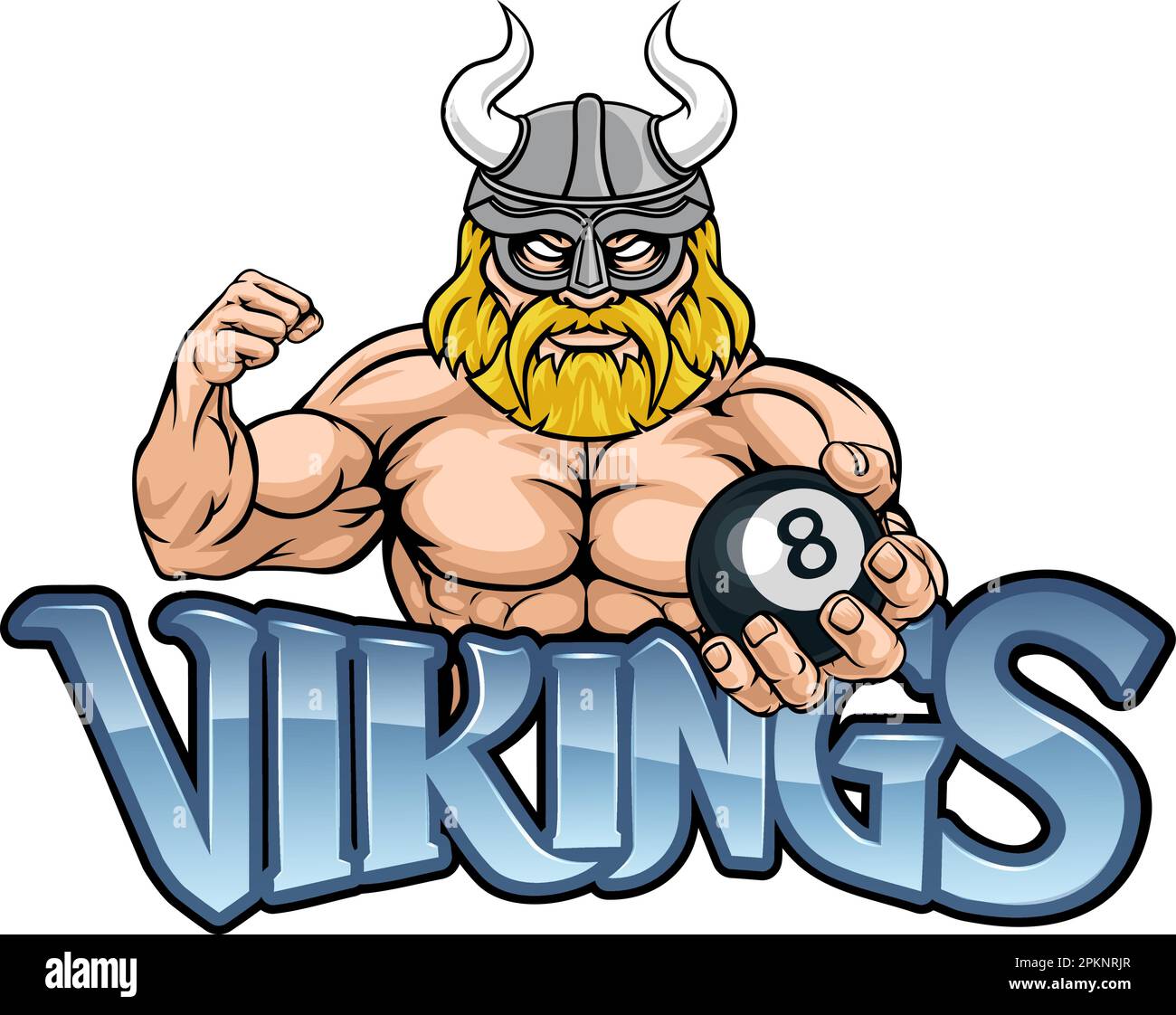 Viking Pool 8 Ball Billiards Mascot Cartoon Stock Vector