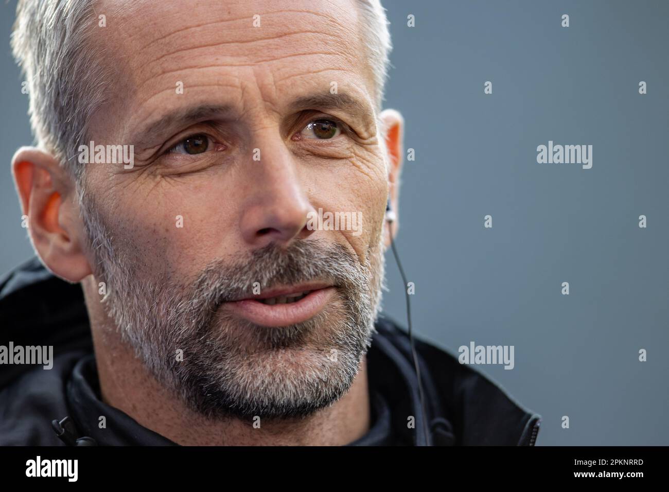 Berlin, Germany. 08th Apr, 2023. Soccer: Bundesliga, Hertha BSC - RB  Leipzig, Matchday 27, Olympiastadion. RB Leipzig coach Marco Rose smiles  before the start of the game. Credit: Andreas Gora/dpa - IMPORTANT