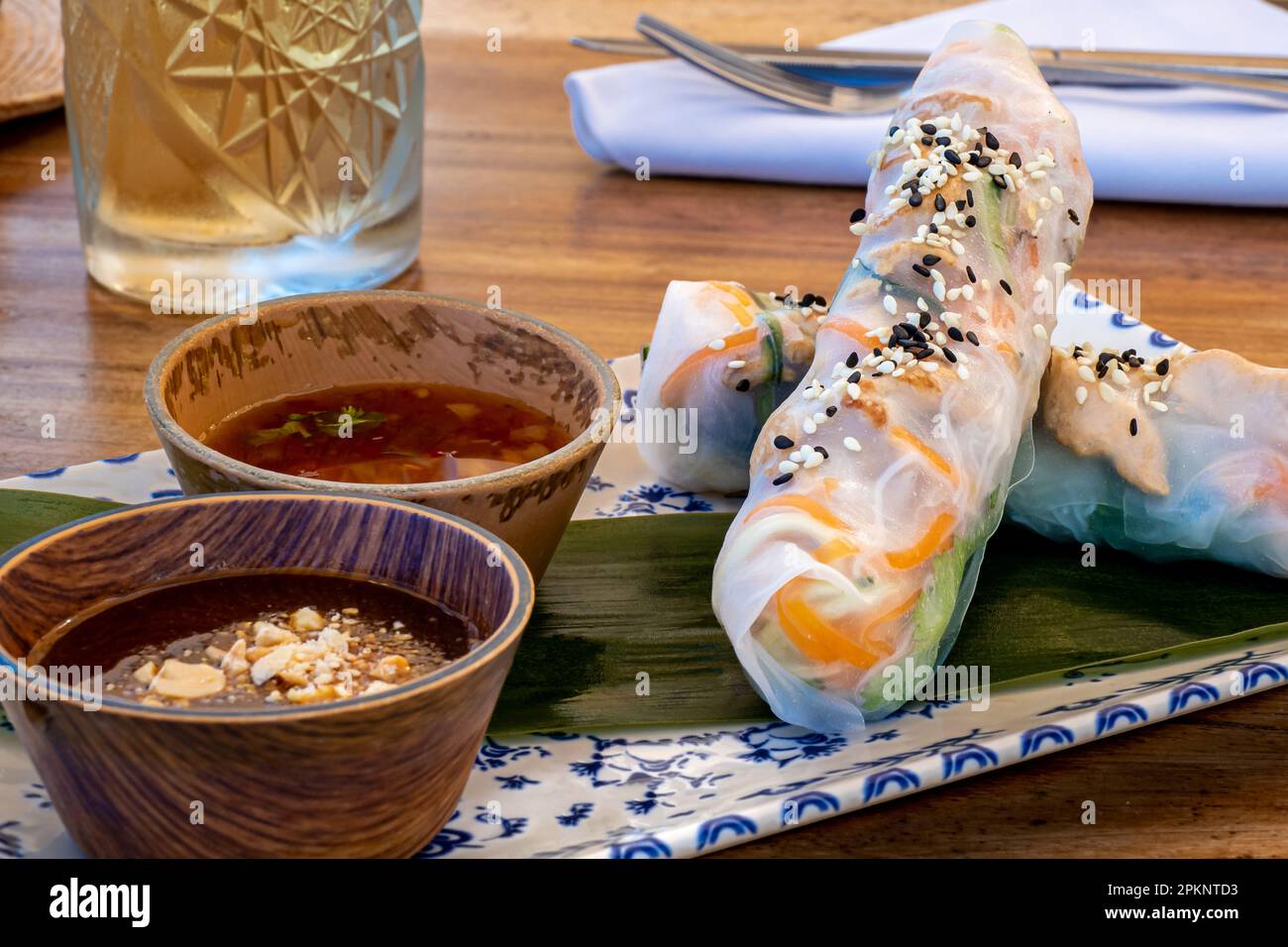 Ready to eat Gỏi Cuốn Vietnamese summer rolls, fresh ingredients