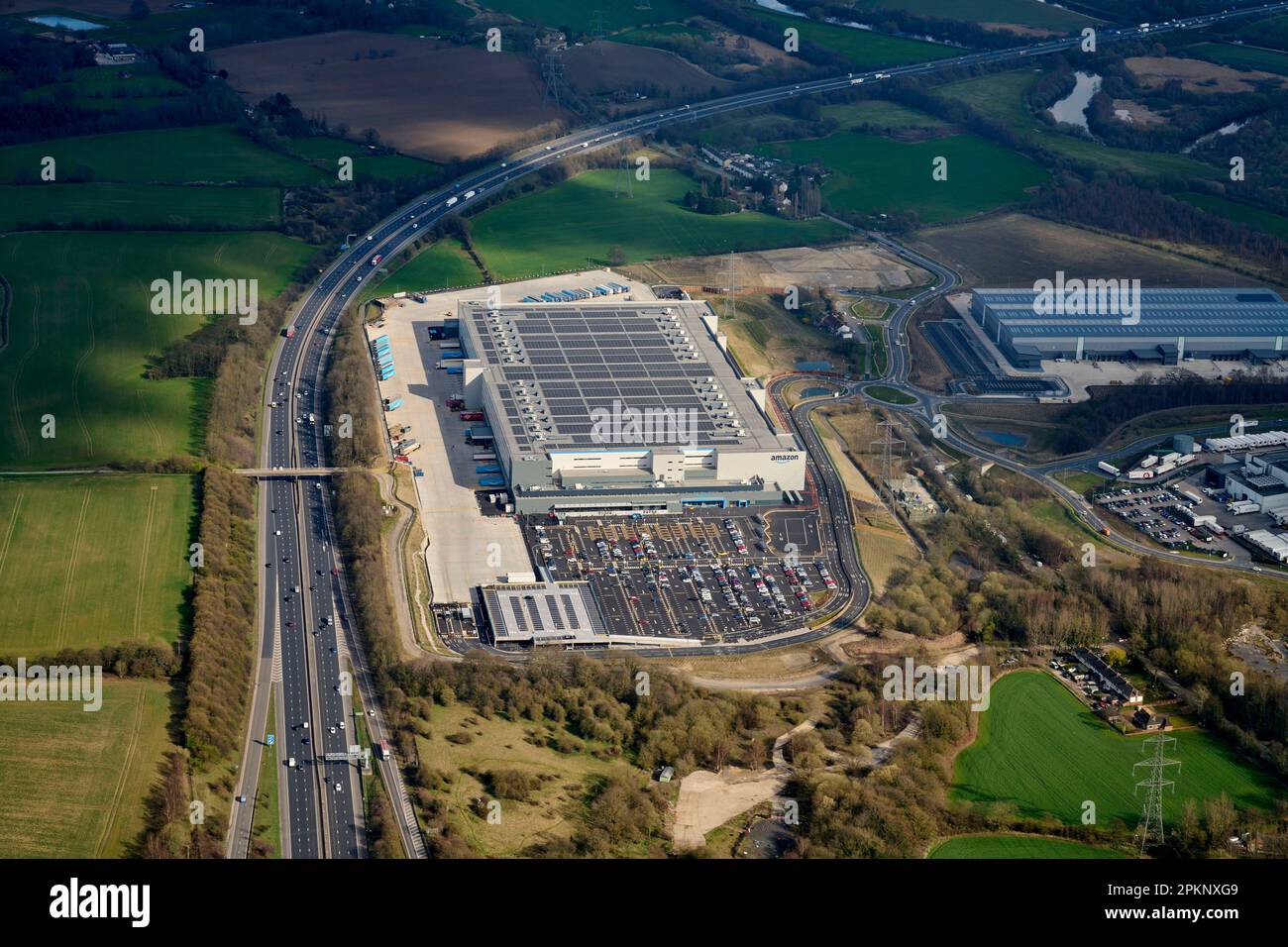 An aerial view of a new Amazon Warehouse, at Wakefield, west Yorkshire