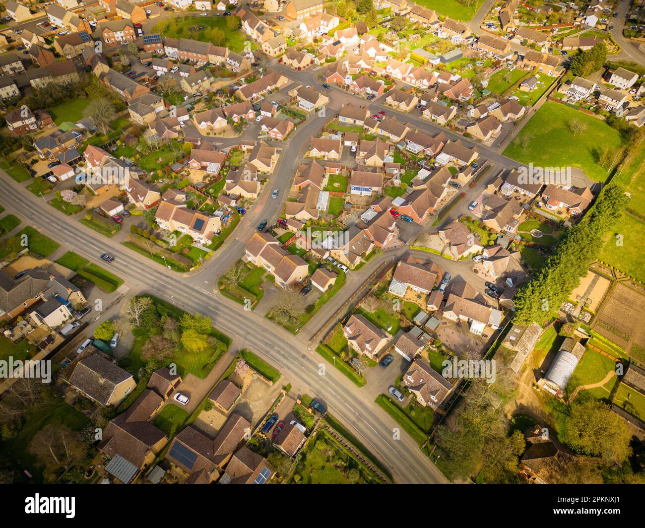 Drone view of new homes expansion in a rural village in East Anglia, UK Stock Photo Alamy