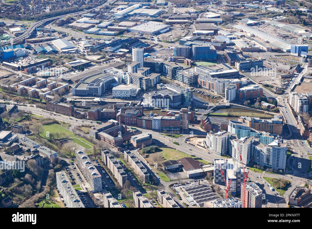 An aerial view of the south side of Leeds City Centre, West Yorkshire ...