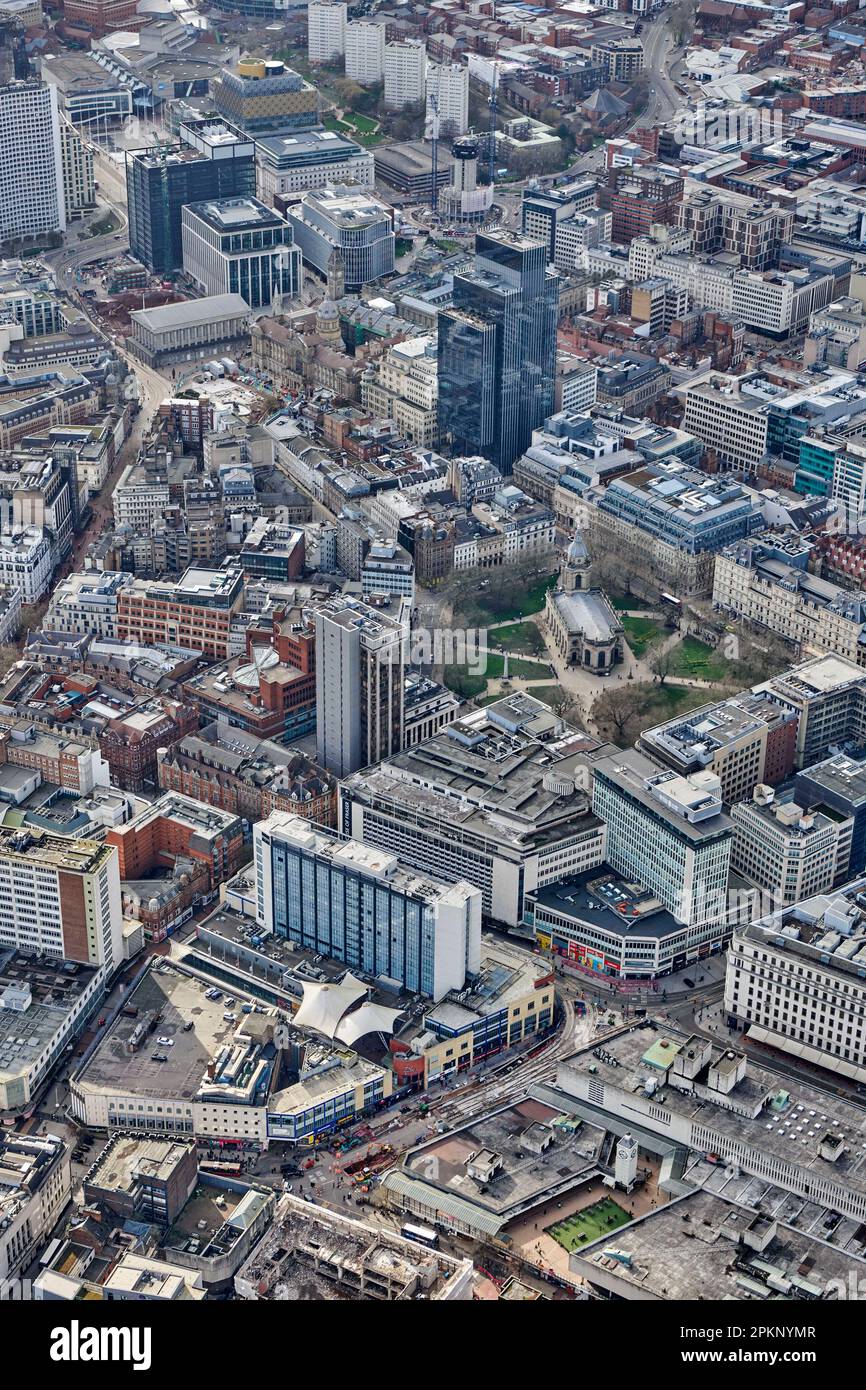 An aerial view of Birmingham City Centre, West Midlands, England, UK Stock Photo