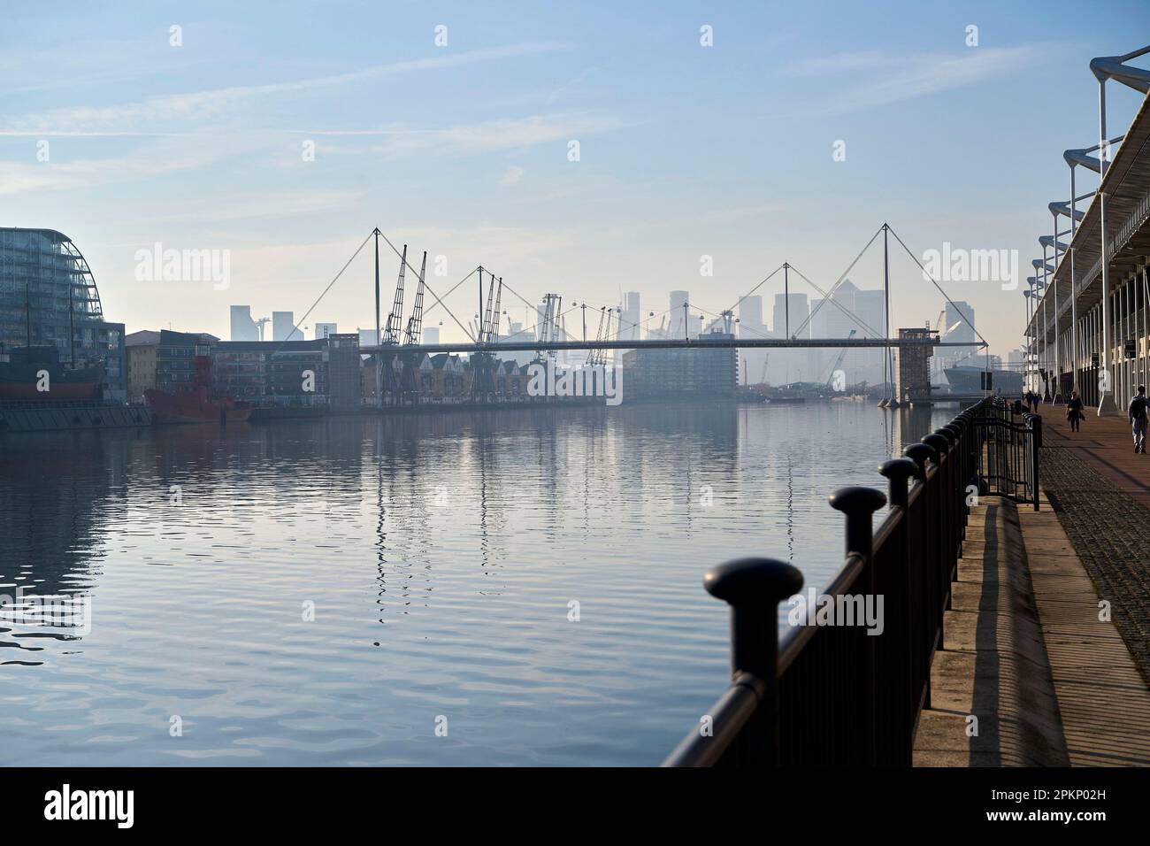 Royal Victoria Dock, Docklands high rise buildings in the background, East end of London, UK Stock Photo